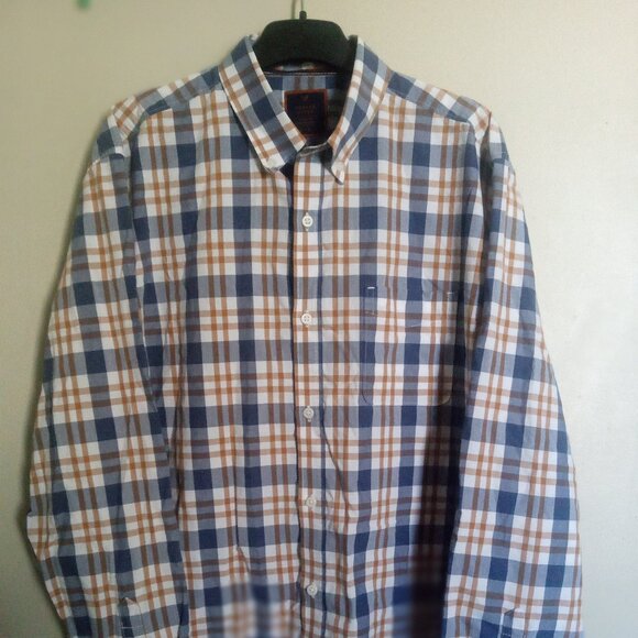 Vintage 90s Denver Hayes Men Large L Long Sleeve Button Down Plaid Checker Shirt - Picture 1 of 6